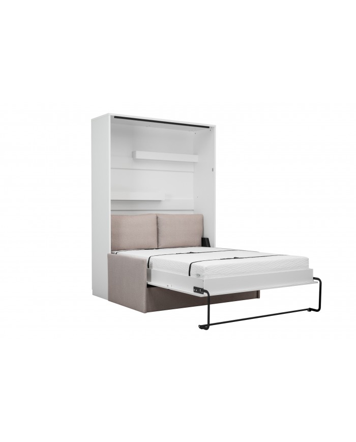 Armoire lit escamotable avec canapé 140×200 blanc mate