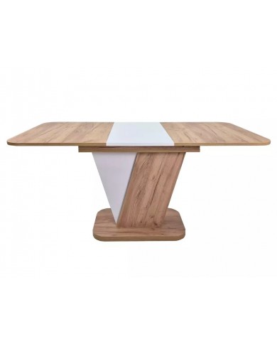 Table design extensible teinte chêne et blanc 80x120 (160) cm DUALIS