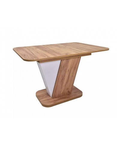 Table design extensible teinte chêne et blanc 80x120 (160) cm DUALIS