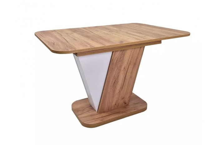 Table design extensible teinte chêne et blanc 80x120 (160) cm DUALIS