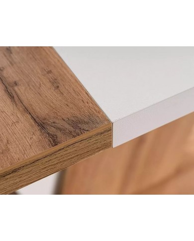 Table design extensible teinte chêne et blanc 80x120 (160) cm DUALIS