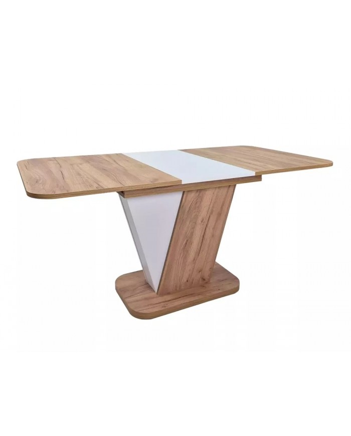 Table design extensible teinte chêne et blanc 80x120 (160) cm DUALIS