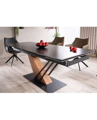 Table céramique 10 couverts  GENESE Noir cendre-frêne - Design puissant, robustesse extrême, capacité XL