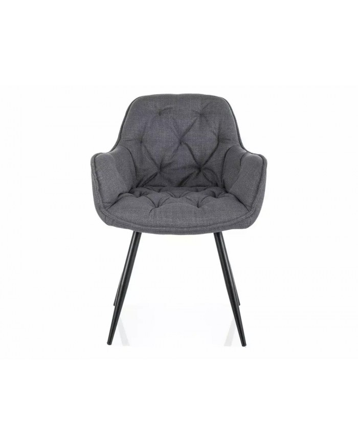 Chaise rembourrée en tissu avec pieds métal Cherry