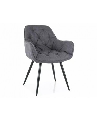 Chaise rembourrée en tissu avec pieds métal Cherry