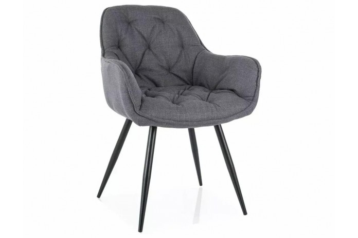 Chaise rembourrée en tissu avec pieds métal Cherry