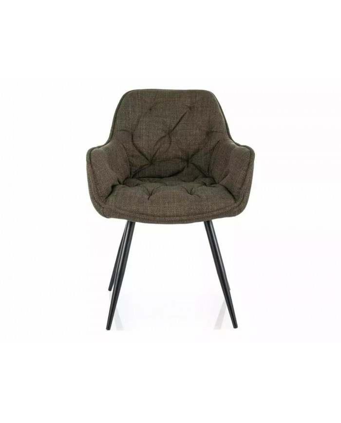 Chaise rembourrée en tissu avec pieds métal Cherry