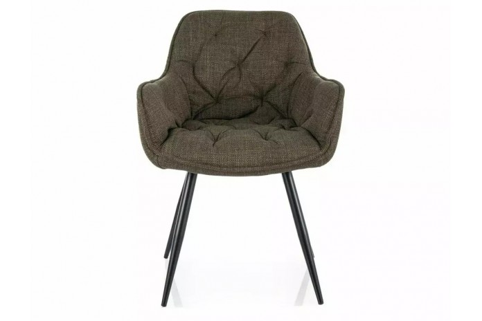 Chaise rembourrée en tissu avec pieds métal Cherry