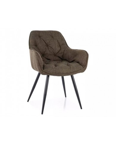 Chaise rembourrée en tissu avec pieds métal Cherry