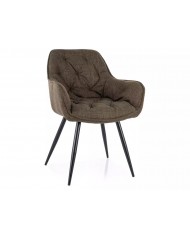 Chaise rembourrée en tissu avec pieds métal Cherry