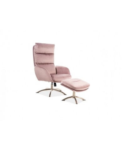 Fauteuil Design pieds acier brossé avec repose pieds Monroe Velvet
