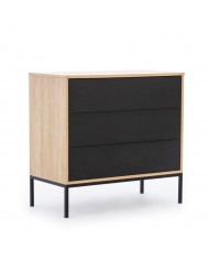 Commode 3 tiroirs push and pull design Minimaliste 90 cm Loft Black
