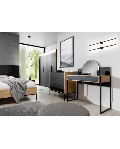 Commode 3 tiroirs push and pull design Minimaliste 90 cm Loft Black