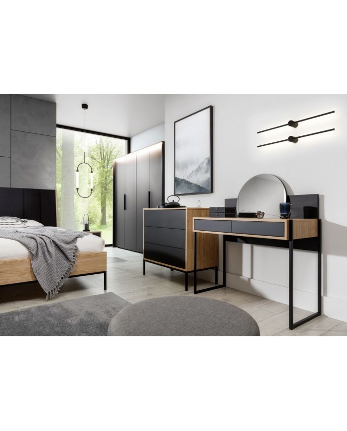 Commode 3 tiroirs push and pull design Minimaliste 90 cm Loft Black