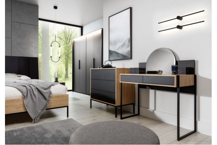 Commode 3 tiroirs push and pull design Minimaliste 90 cm Loft Black