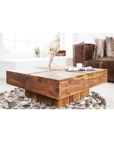 Table basse DUNE 70cm en bois de sheesham : remise 100.00€ immédiate !
