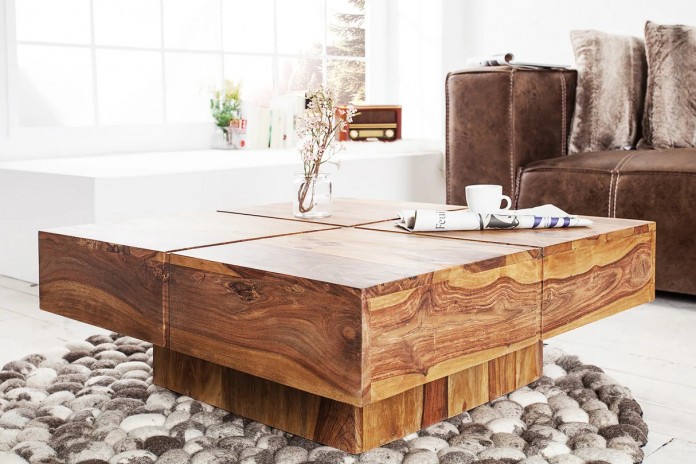 Table basse DUNE 70cm en bois de sheesham : remise 100.00€ immédiate !