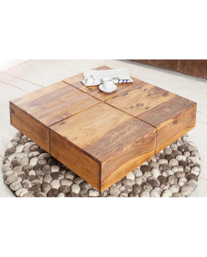 Table basse DUNE 70cm en bois de sheesham : remise 100.00€ immédiate !