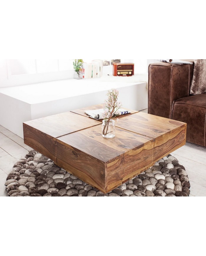 Table basse DUNE 70cm en bois de sheesham : remise 100.00€ immédiate !