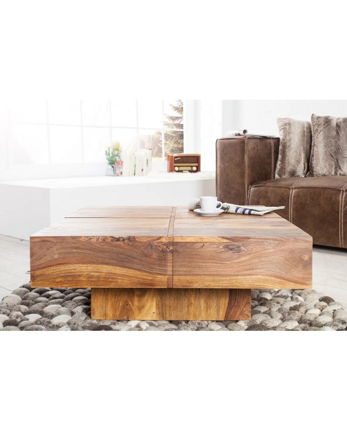 Table basse DUNE 70cm en bois de sheesham : remise 100.00€ immédiate !