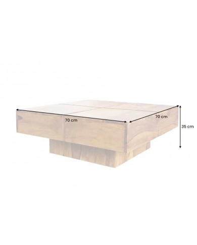 Table basse DUNE 70cm en bois de sheesham : remise 100.00€ immédiate !