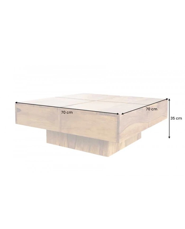 Table basse DUNE 70cm en bois de sheesham : remise 100.00€ immédiate !