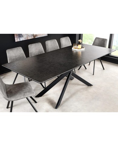 Table à manger extensible en céramique aspect marbre 90x160 (200) cm STELLAR