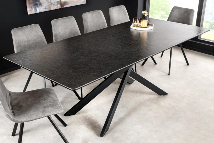 Table à manger extensible en céramique aspect marbre 90x160 (200) cm STELLAR