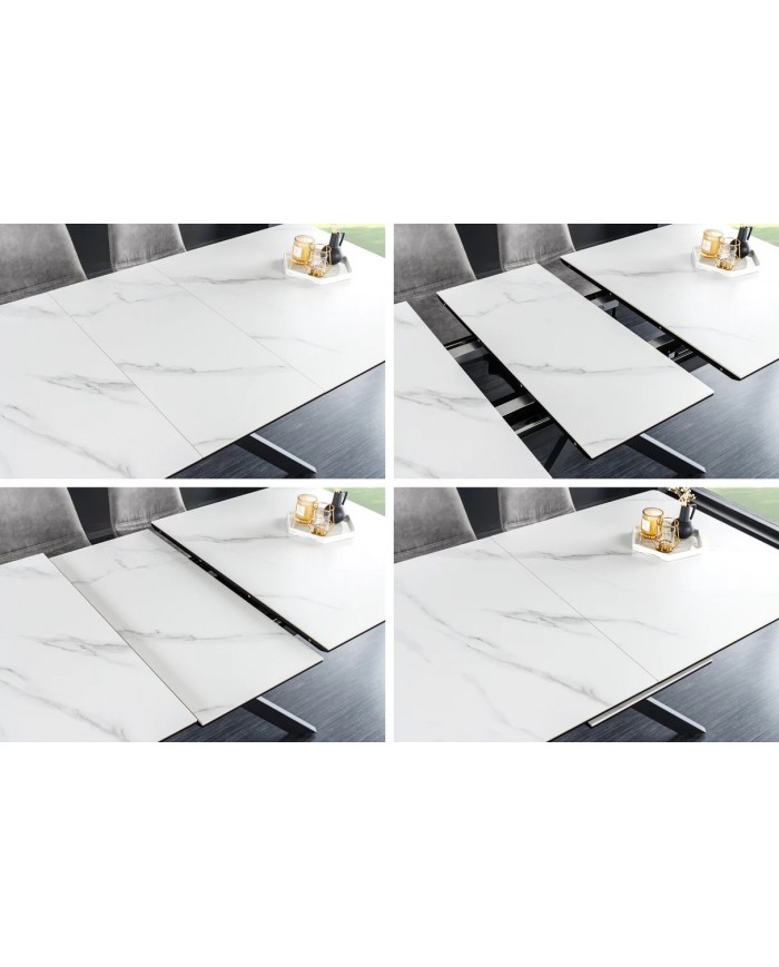 Table à manger extensible en céramique aspect marbre 90x160 (200) cm STELLAR