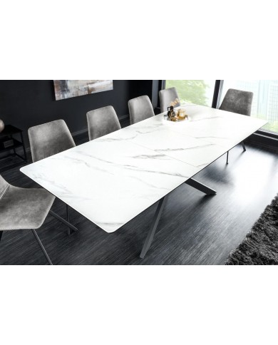 Table à manger extensible en céramique aspect marbre 90x160 (200) cm STELLAR