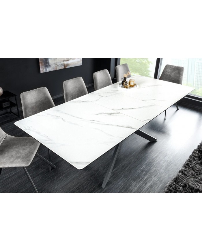 Table à manger extensible en céramique aspect marbre 90x160 (200) cm STELLAR