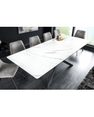 Table à manger extensible en céramique aspect marbre 90x160 (200) cm STELLAR