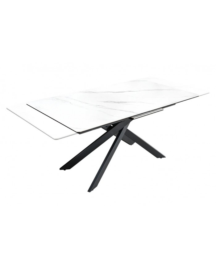 Table à manger extensible en céramique aspect marbre 90x160 (200) cm STELLAR