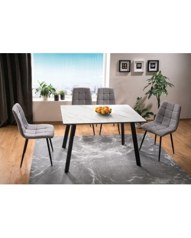Table extensible  Effet marbre blanc 120 x 80 SAMUEL : Remise 100.00€ Immédiate