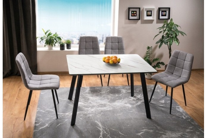 Table extensible  Effet marbre blanc 120 x 80 SAMUEL : Remise 100.00€ Immédiate
