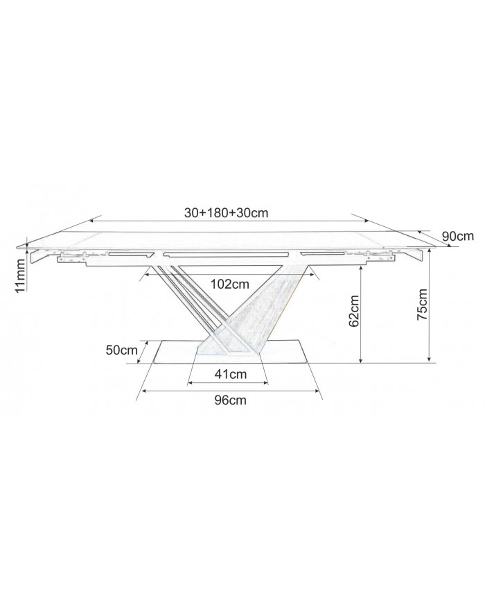 Table extensible plateau céramique 160(220)x90 cm GENESE + 4 chaises Rick pour 1€ de plus !