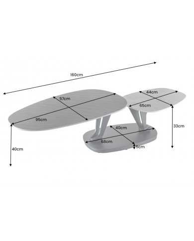 Table basse en céramique à plateaux rotatifs 95-160 cm SFERA