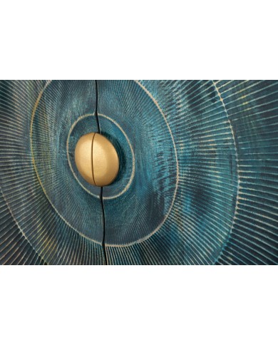 Buffet bois massif de manguier 180 cm effet 3D turquoise AMMONIS