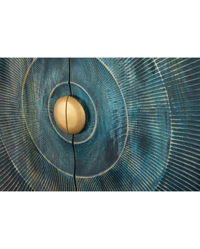 Buffet bois massif de manguier 180 cm effet 3D turquoise AMMONIS