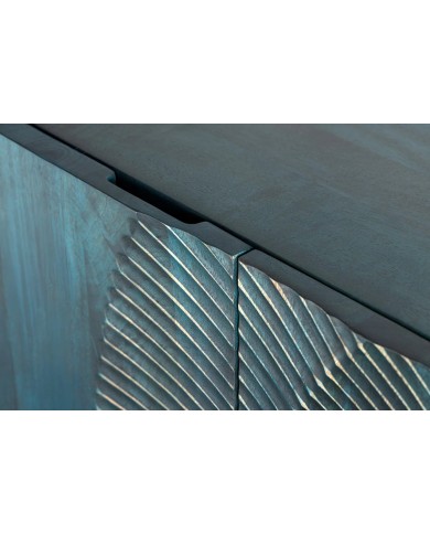 Buffet bois massif de manguier 180 cm effet 3D turquoise AMMONIS
