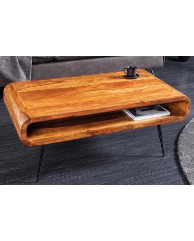 Table Basse ASTRA – L'Élégance du Bois Massif et du Design Rétro-Industrie