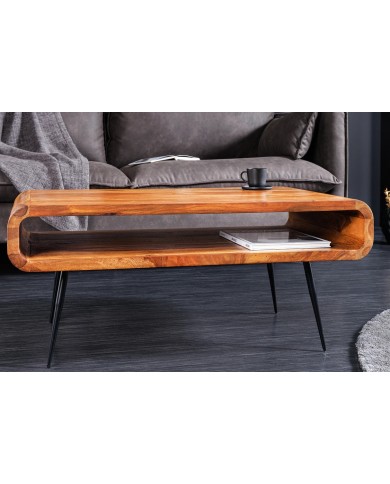 Table Basse ASTRA – L'Élégance du Bois Massif et du Design Rétro-Industrie
