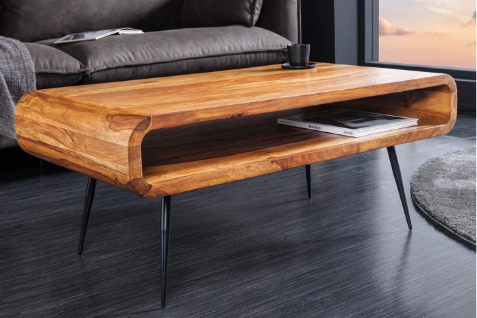 Table Basse ASTRA – L'Élégance du Bois Massif et du Design Rétro-Industrie