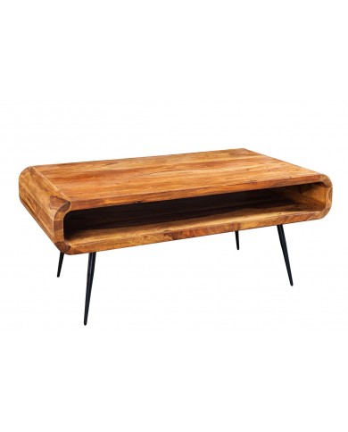 Table Basse ASTRA – L'Élégance du Bois Massif et du Design Rétro-Industrie