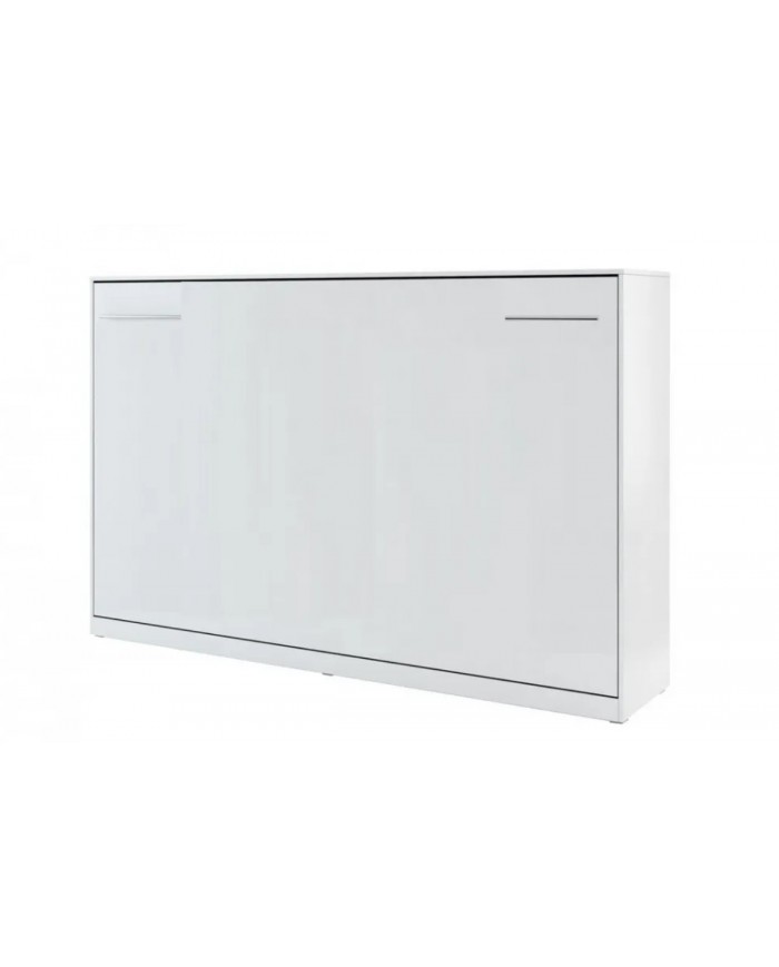 Armoire lit escamotable relevable horizontal 140x200 cm blanc mat Premium
