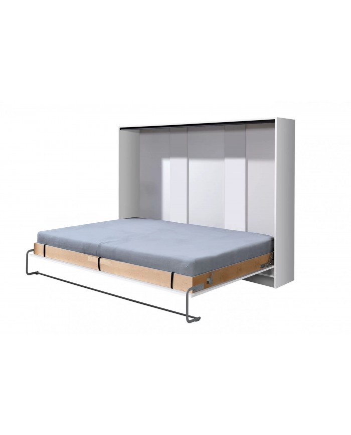 Armoire lit escamotable relevable horizontal 140x200 cm blanc mat Premium