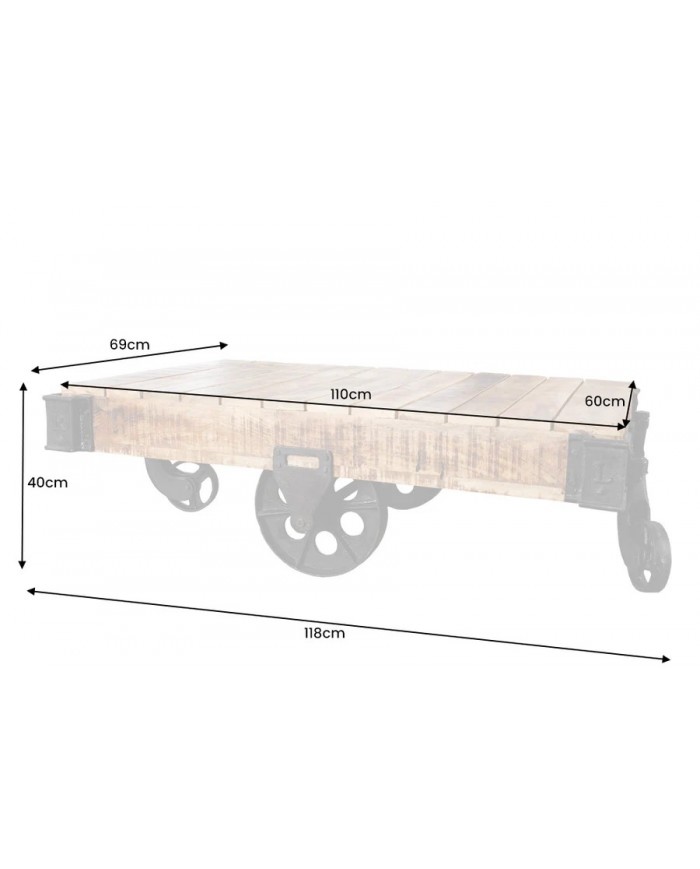 Table basse en bois massif 110 cm IRONWOOD