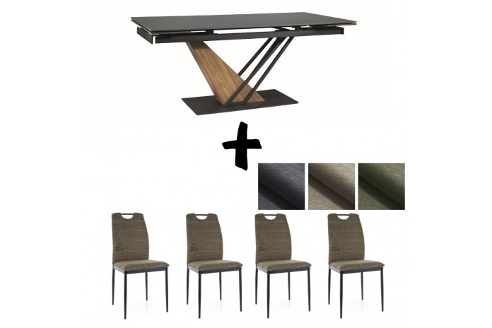 Table extensible plateau céramique 160(220)x90 cm GENESE + 4 chaises Rick pour 1€ de plus !