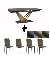 Table extensible plateau céramique 160(220)x90 cm GENESE + 4 chaises Rick pour 1€ de plus !