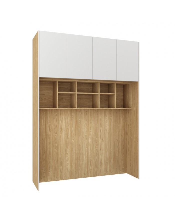 Lit pont 140/160/180×200 cm chêne huilé & blanc mat – Ambiance Mobiliandco